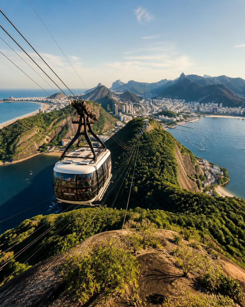 Vista panorâmica da baía de Guanabara a partir do Pão de Açúcar