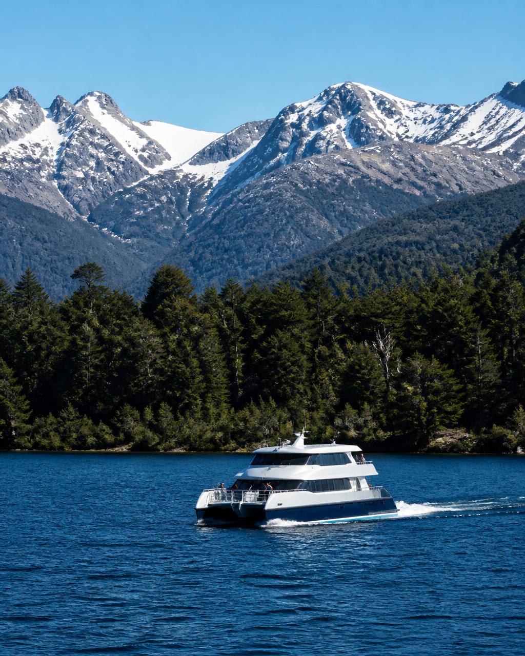 Grupo de viajantes numa trilha na floresta patagónica